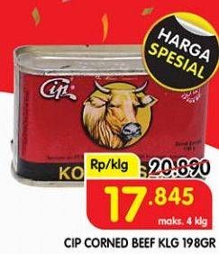 Promo Harga CIP Corned Beef Original 198 gr - Superindo