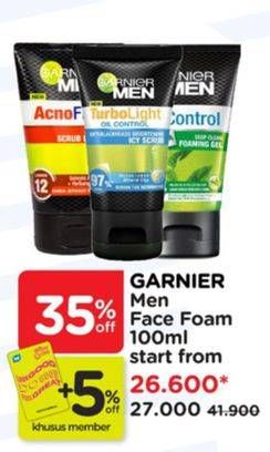 Promo Harga Garnier Men Oil Control/ Acno Fight / Power White Foam 100ml 100 ml - Watsons