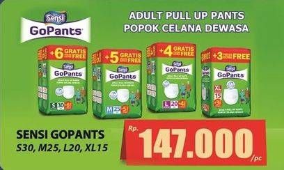 Promo Harga Sensi GoPants Adult Diapers L20+4, M25+5, S30+6, XL15+3 18 pcs - Hari Hari