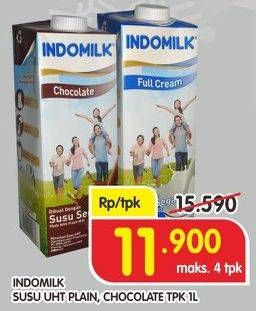 Promo Harga INDOMILK Susu UHT Plain, Coklat 1000 ml - Superindo