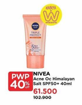 Promo Harga Nivea Sun Triple Protect Acne Oil Control SPF50+ PA+++ Face Serum 40 ml - Watsons