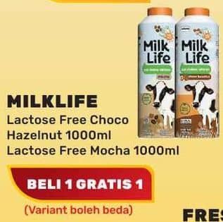 Promo Harga Milk Life Fresh Milk Bebas Laktosa Mocha, Bebas Laktosa Choco Hazelnut 1000 ml - Yogya
