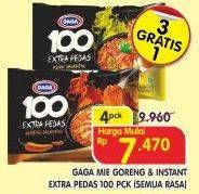 Promo Harga GAGA 100 Extra Pedas Goreng Jalapeno, Goreng Lada Hitam, Kuah Soto, Kuah Jalapeno per 4 pcs - Superindo