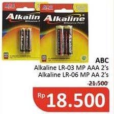 Promo Harga ABC Battery Alkaline LR03/AAA, LR6/AA 2 pcs - Alfamidi