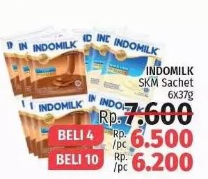 Promo Harga Indomilk Susu Kental Manis Cokelat, Plain per 6 sachet 37 gr - LotteMart