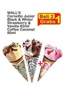 Promo Harga Walls Cornetto Strawberry Vanilla, Black White, Coffee Caramel 80 ml - Indomaret
