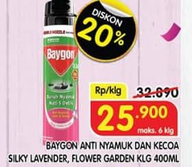 Promo Harga Baygon Insektisida Spray Silky Lavender, Flower Garden 450 ml - Superindo