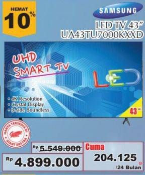 Promo Harga SAMSUNG UA43TU7000KXXT | Crystal UHD 4K Smart TV 43"  - Giant