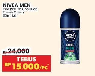 Promo Harga Nivea Men Deo Roll On Cool Kick Freezy Green 50 gr - Indomaret