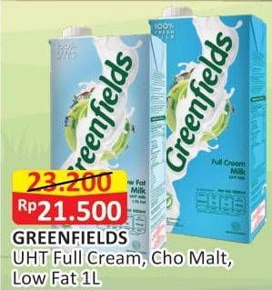 Promo Harga Greenfields UHT Choco Malt, Full Cream, Low Fat 1000 ml - Alfamart