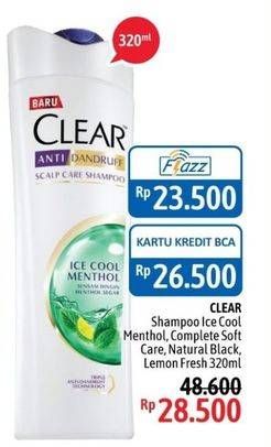 Promo Harga CLEAR Shampoo Ice Cool Menthol, Complete Soft Care, Natural Black, Lemon Fresh 320 ml - Alfamidi