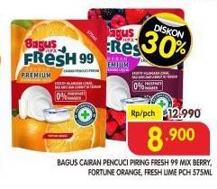Promo Harga Bagus Fresh99 Premium Anti Bacterial Dish Washing Liquid Mix Berry, Fortune Orange, Fresh Lime 575 ml - Superindo