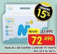 Promo Harga Makuku Comfort Fit Diapers Pants L40, M42 40 pcs - Superindo