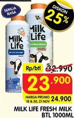 Promo Harga Milk Life Fresh Milk All Variants 1000 ml - Superindo