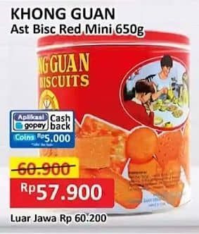 Promo Harga Khong Guan Assorted Biscuit Red Mini 650 gr - Alfamart