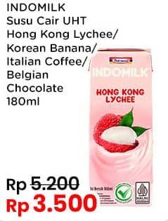 Promo Harga Indomilk Korean Series Seoul Banana, Italian Coffee Latte, Belgian Chocolate, Hong Kong Lychee 180 ml - Indomaret
