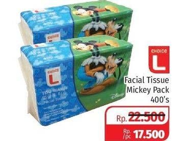 Promo Harga CHOICE L Facial Tissue Mickey 400 pcs - Lotte Grosir