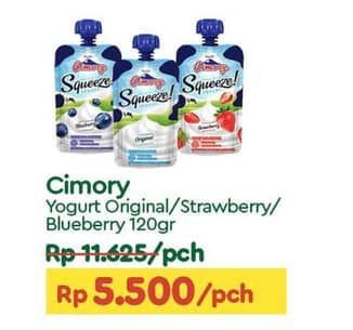 Promo Harga Cimory Squeeze Yogurt Original, Strawberry, Blueberry 120 gr - TIP TOP