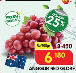 Promo Harga Anggur Red Globe per 100 gr - Superindo