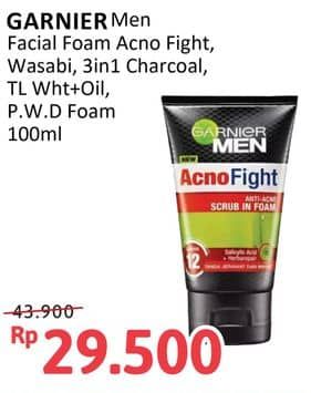 Promo Harga Garnier Men Acno Fight Facial Foam Anti-Bacteria Wasabi Brightening, Anti-Acne Scrub, Anti Acne 100 ml - Alfamidi