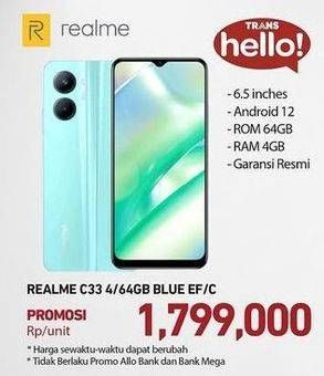 Promo Harga Realme C33 Smartphone 4 + 64 GB  - Carrefour