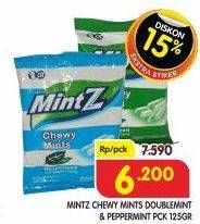 Promo Harga MINTZ Candy Chewy Mint Doublemint, Peppermint 125 gr - Superindo