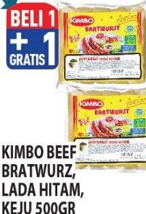 Promo Harga KIMBO Bratwurst Original, Lada Hitam, Keju 500 gr - Hypermart