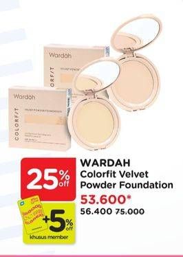 Promo Harga Wardah Colorfit Velvet Powder Foundation 11 gr - Watsons