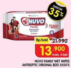 Promo Harga Nuvo Wet Wipes Antiseptic Original 50 sheet - Superindo
