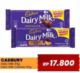 Promo Harga Cadbury Dairy Milk Original, Cashew Nut 90 gr - Yogya