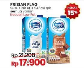 Promo Harga Frisian Flag Susu UHT Purefarm Kecuali Low Fat, Kecuali Low Fat Chocolate, Kecuali Low Fat French Vanilla, Kecuali Low Fat Strawberry 946 ml - Indomaret