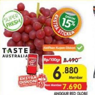 Promo Harga Anggur Red Globe Aust per 100 gr - Indomaret