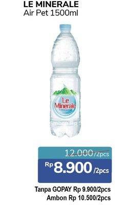 Promo Harga LE MINERALE Air Mineral per 2 botol 1500 ml - Alfamidi