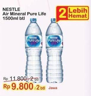 Promo Harga NESTLE Pure Life Air Mineral per 2 botol 1500 ml - Indomaret