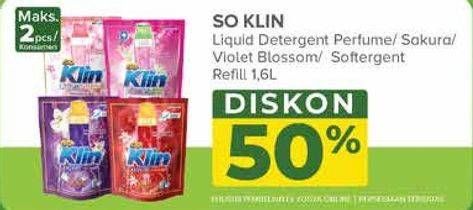 Promo Harga So Klin Liquid Detergent + Anti Bacterial Red Perfume Collection, + Anti Bacterial Violet Blossom, + Softergent Pink 1600 ml - Yogya