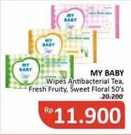 Promo Harga MY BABY Wipes Anti Bacterial, Fresh Fruity, Sweet Floral 50 pcs - Alfamidi