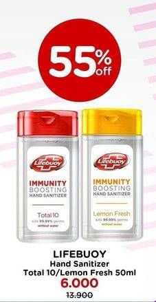 Promo Harga Lifebuoy Hand Sanitizer Total 10, Lemon Fresh 50 ml - Watsons