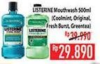 Promo Harga Listerine Mouthwash Antiseptic Cool Mint, Original, Fresh Burst, Natural Green Tea 500 ml - Hypermart
