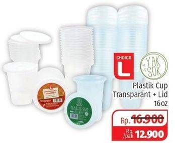 Promo Harga YAKSOK Plastic Cup Transparant + Lid  - Lotte Grosir
