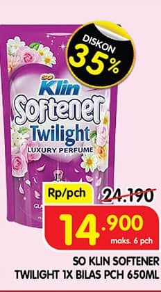 Promo Harga So Klin Softener Twilight Sensation 650 ml - Superindo