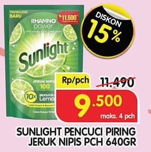 Promo Harga Sunlight Pencuci Piring Jeruk Nipis 100 640 ml - Superindo