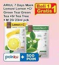 Promo Harga Ariul Face Mask Lemon, Lemon + C, Green Tea + S, Green Tea, Tea Tree + M 20 gr - Indomaret