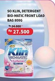 Promo Harga So Klin Biomatic Powder Detergent Front Load, +Softener Front Load 800 gr - Indomaret