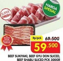 Promo Harga Beef Sukiyaki, Gyu Don Sliced, Shabu Sliced 300 g  - Superindo