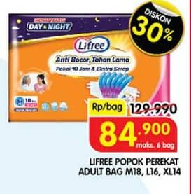 Promo Harga Lifree Popok Perekat Menyerap dan Kering M18, L16, XL14 14 pcs - Superindo