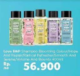 Promo Harga LOVE BEAUTY AND PLANET Shampoo Blooming Colour, Hope Repair, Radical Refresher, Smooth Serene, Volume Bounty 400 ml - Carrefour
