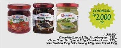 Promo Harga ALFAMIDI Selai Chocolate, Choco Green Tea, Strawberry, Chocokies, Kacang, Coklat 120 gr - Alfamidi
