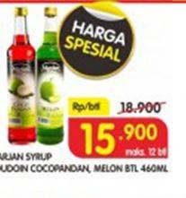 Promo Harga MARJAN Syrup Boudoin Coco Pandan, Melon 460 ml - Superindo