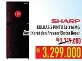 Promo Harga SHARP SJ316MGGB Small 2 Door Refrigerator  - Hypermart