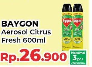 Promo Harga BAYGON Insektisida Spray Citrus Fresh 600 ml - Yogya